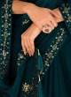 Designer Teal Blue Sequins Embroidered Traditional Saree